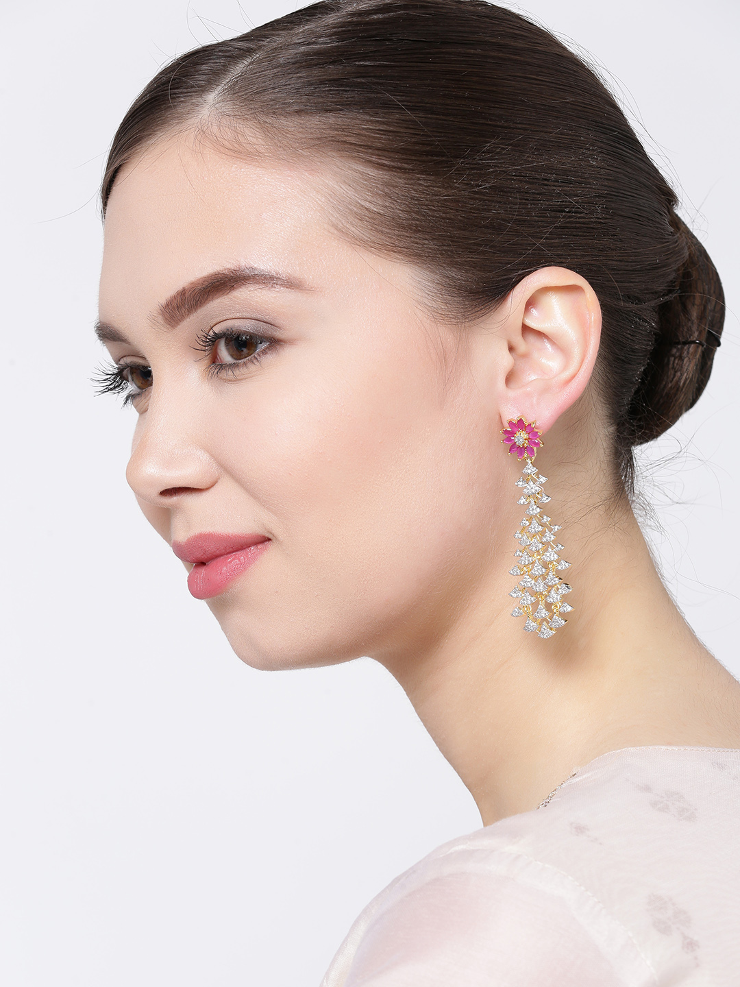 YouBella Gold-Plated Stone-Studded Drop Earrings